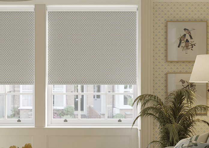 Trellis Prints, Scallop and Bud Raffs Blue - Twist&Fit Roller Blind - Image 3